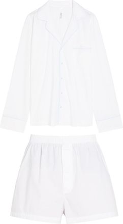 SKIMS Logo-embroidered Stretch-cotton Poplin Pyjama set - White - M (UK12-14)