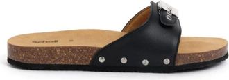 Scholl Platte kurkmuiltjes met verstelbare gesp - Dames - Sandalen - Zwart - 36 EU - Schoenen