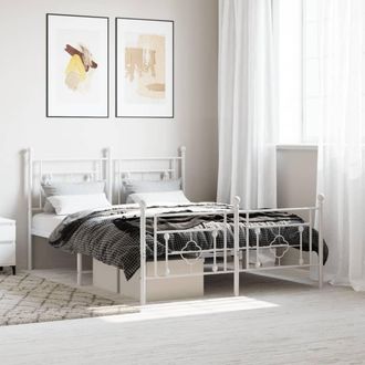 vidaXL Vidaxl Giroletto Con Testiera E Pediera Metallo Bianco 140x200 Cm