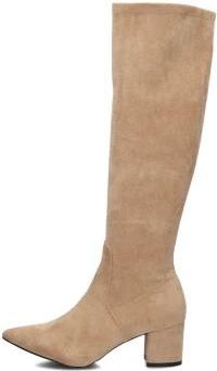 Omoda Beige Hoge Laarzen 0591-5 - Dames - Laarzen met Hak - Beige - 38 EU - Su&egrave;de - Schoenen