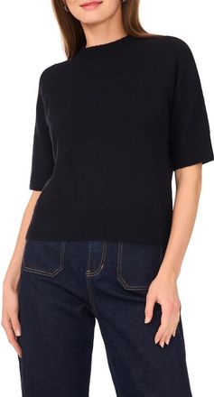 Vince Camuto Crewneck Short Sleeve Sweater in Rich Black at Nordstrom Rack, Size X-Large