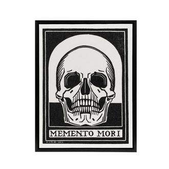 Artery8 Memento Mori Skull Black & White Framed Canvas Art Print de Graag | Size: W24 x H32