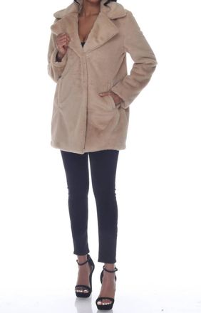 Rain + Rose Sienna Faux Fur Coat In Brown