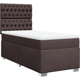 vidaXL Vidaxl - Cama Box Spring Con Colch&oacute;n Tela Marr&oacute;n Oscuro 80x200 Cm