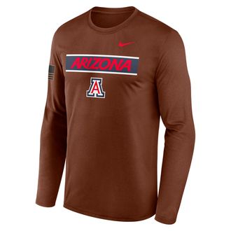 Nike Arizona 2026 Military Appreciation Legend Nike Mens Dri-FIT College Long-Sleeve T-Shirt in Brown | 02TJ2GYUAN-VZG