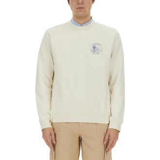 Woolrich Logo Sweater met Ronde Hals - Heren - Sweatshirts & Hoodies - Beige - Maat: M Katoen