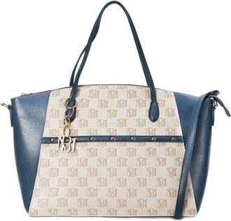 Badgley Mischka Caroline Vegan Leather Weekender Duffel Bag in Champagne-Navy at Nordstrom