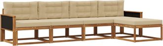 vidaXL Conjunto De Sof&aacute;s De Exterior 5 Uds. Natural Y Beige Vidaxl