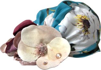 Dolce & Gabbana Blauwe Bloemmotief Turban Hoed Dames