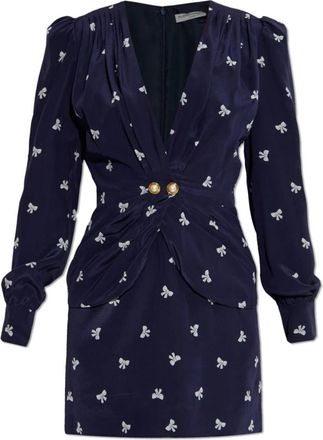 Alessandra Rich Jurk met decoratieve print - Dames - Korte kleedjes - Blauw - 2XS - Satijn - Kleedjes