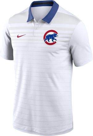 Nike Chicago Cubs Striped Vapor Nike Mens Dri-FIT MLB Polo in White | 00HT007PEJ-B1N