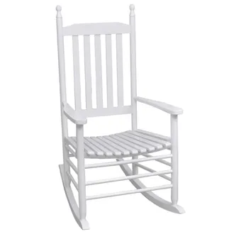 vidaXL Sedia A Dondolo Con Sedile Curvo Bianco In Legno - Vidaxl