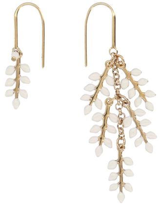 Isabel Marant Golden White Leaf Drop Earrings