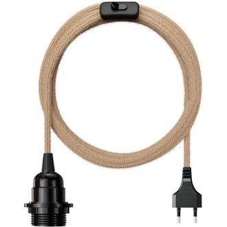 OEM Portalampada E27 Con Cavo E Interruttore, Portalampada E27 Vintage Con Cavo Tessile In Lino Da 1,8 M