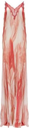 Elisabetta Franchi Maxi Jurk - Dames - Maxi kleedjes - Rood - L - Katoen - Kleedjes