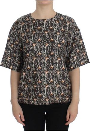 Dolce & Gabbana Blouse met korte mouwen - Dames - Blouses - Veelkleurig - S - Overhemden