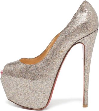 Christian Louboutin 150mm Curvaceous peep-toe platform pumps - Silver