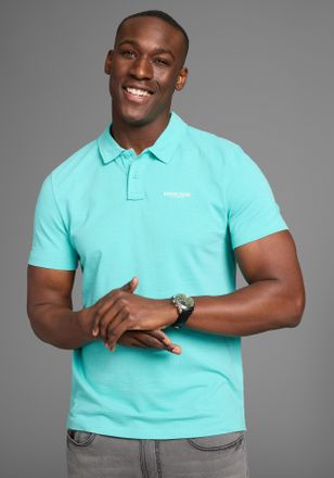 Bruno Banani Poloshirt BRUNO BANANI, Herren, Gr. XXL (60/62), blau (t&uuml;rkis), Slub, Obermaterial: 100% Baumwolle, slim fit, Shirts Poloshirt, Poloshirt in schmaler 