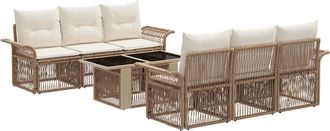 vidaXL Conjunto De Sof&aacute;s De Jard&iacute;n 7 Uds. Beige Y Blanco Crema Vidaxl