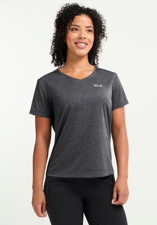 Jack Wolfskin Funktionsshirt JACK WOLFSKIN WILDTRAIL T W, Damen, Gr. L (42/44), phantom, Obermaterial: 100% Polyester, normal, V-Ausschnitt, Shirts Funktionsshirt