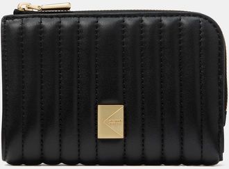 Kate Spade New York Womens Deco Quilted Compact Wallet in Black | Smooth Leather