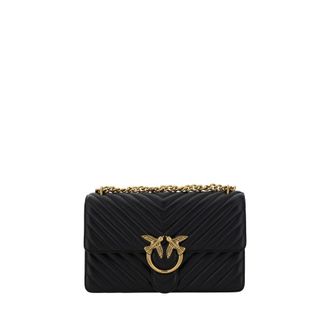 Pinko Zwarte Kalfsleer Bos Taurus Schoudertas