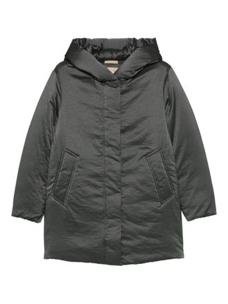 Woolrich Marylin hooded pocket coat - women - Polyamide/Polyamide/RDS Down/RDS Feather - L - Grey