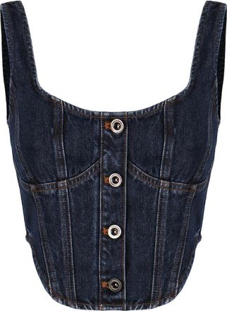 Self Portrait Tops, Dames, Blauw, S, Denim, Denim Corset Top