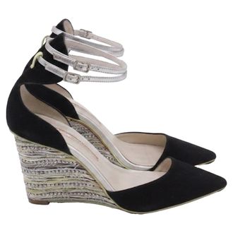 Sophia Webster Lexi Beaded Wedge Pumps in Black Suede