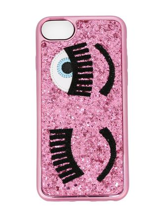 Chiara Ferragni Flirting glitter iPhone 6s plus case - women - PVC/Cotton/Polyurethane - One Size - Pink