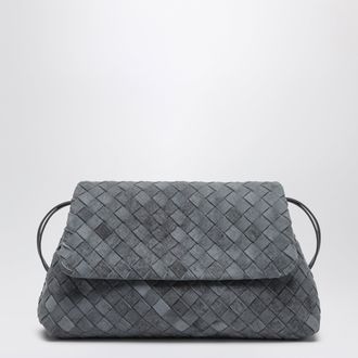 Bottega Veneta Giorno woven suede clutch in cloudy indigo