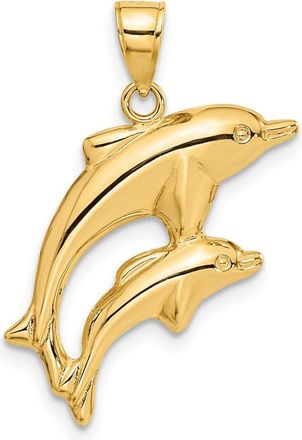 Diamond2Deal 14k Yellow Gold Dolphin Pair Pendant