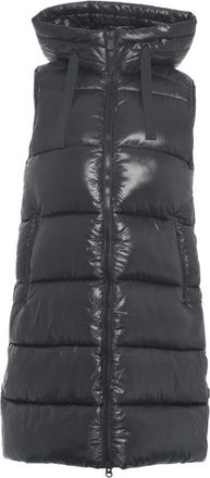 Save The Duck Long Quilted Gilet With Protective Hood And Dual-Slider Zipper