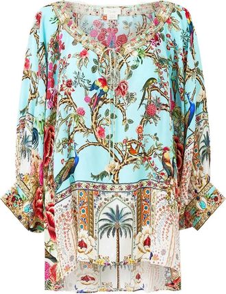 Camilla Sultans And Queens blouse met strikdetail - Blauw