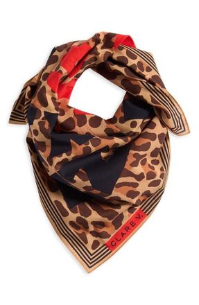 Clare Vivier Excusez Moi Square Cotton Scarf in Sand/Sand Border at Nordstrom