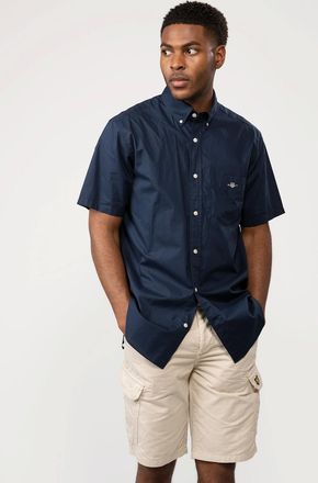 GANT Mens GANT Mens Regular Fit Short Sleeve Poplin Shirt - 410 Marine - Navy - Size: 44/Regular