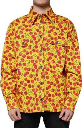 Dolce & Gabbana Yellow Cherry Button Down Men Casual Mens Shirt