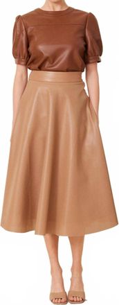 Dolce Cabo Faux Leather Perforated Skirt In Camel