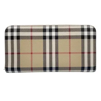 Burberry Beige Brown Pvc Leather Long Wallet (Bi-Fold) (Pre-Owned)