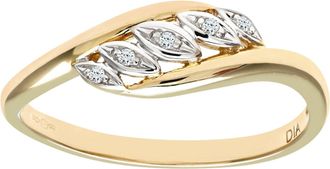 Jewelco London 9ct Gold Round 2pts Diamond Crossover Eternity Ring 2mm - PR0AXL8008Y