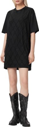 AllSaints Darcy Beaded T-Shirt Dress in Washed Black at Nordstrom, Size X-Small