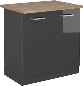 Vicco Armario Bajo Para Fregadero R-line, Antracita Alto Brillo, 80 Cm, Et Roble Vicco