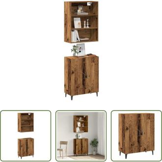 vidaXL vidaXL Credenza antica - Credenza con Pensile Legno Antico in Legno Multistrato