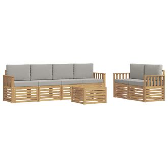 vidaXL Conjunto De Sof&aacute;s De Exterior 7 Pcs Blanco Y Gris Claro Vidaxl