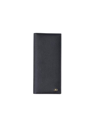 Ferragamo Black Compact Minimalist Smooth Leather Wallet