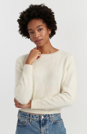 Chinti and Parker Brushed Cashmere Crewneck Sweater in Cream at Nordstrom, Size X-Large