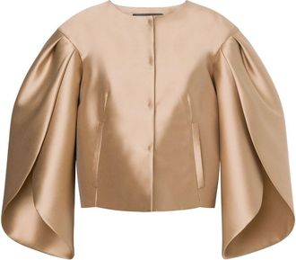 Alberta Ferretti petal-sleeve mikado jacket - women - Silk/Polyester - 44 - Neutrals