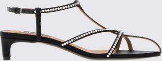 Jil Sander Sandali Cage in raso con cristalli e tacco basso
