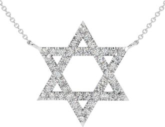 Pompeii3 1Ct TW Diamond Jewish Star Pendant 14k Gold Lab Grown Necklace 1 Tall