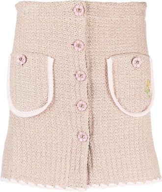 Cormio Chiara flower-buttons mini skirt - women - Cotton/Polyamide/Viscose/Metal - 38 - Neutrals